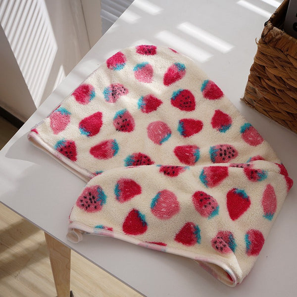 Coral Fleece Strawberry Towels Suit