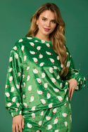 Casual Flannel Pajama Sets For Women 2 Piece Cute Long Sleeve Matching Lounge Shirts Sets Santa Claus Pajamas Homewear