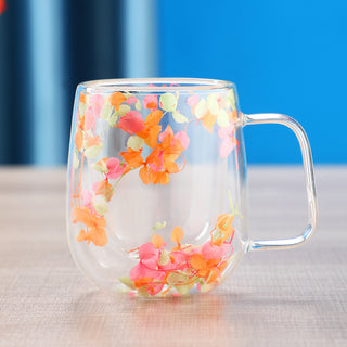 Buy 14-style Dried Flower Double Layer Glass Cup Real Flower Cyber Celebrity Style Quicksand Cup