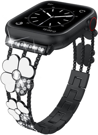 Buy blackwhite Diamond-Set Resin Clover Metal Strap