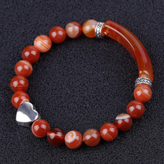 Buy striped-red-agate-peach-heart Fashion Striped Red Agate Heart Bracelet Women