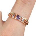 Champagne Gold Colorful Crystals Round Ring Simple