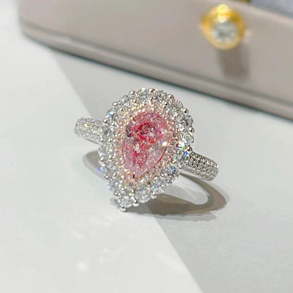 925 Sterling Silver High Carbon Diamond Pink Diamond Pear-shaped 4 7mm Water Drop Color Separation