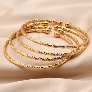 Bridal 24k Gold Plated Bracelet Ornament Women's Wedding Bell Leaf Pendant Bangle Jewelry