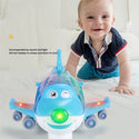 360 Rotating Electric Plane Airplane Toys For Kids Bump And Go Action Toddler Toy Plane With LED Flashing Light Sound For Boys