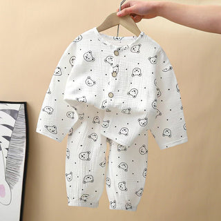 Buy white-bear Cartoon Cotton Children&#39;s Pajama Set