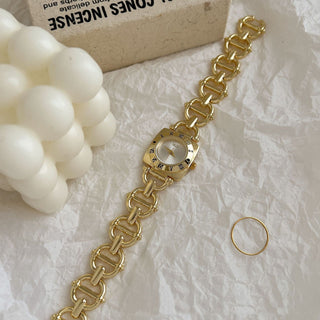 Buy gold-strap-white-surface Retro Small Square Personality Chain Watch