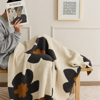 Buy gray-like-agate Class A Knitted Velvet Blanket Single Leisure SUNFLOWER Nap Blanket