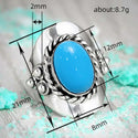 Retro Ring Exaggerated Oval Female Turquoise