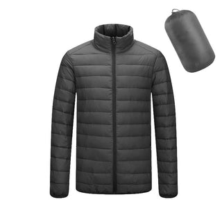 Buy standing-collar-dark-black Men&#39;s Lightweight Hooded Coat Winter Warm Solid Color Zipper Jacket