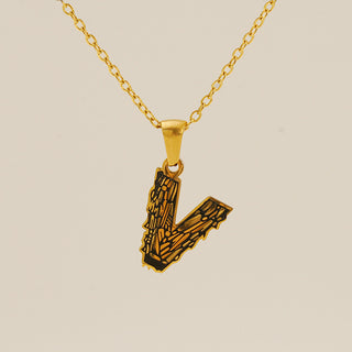 Buy golden-v Letter Necklace Titanium Steel No Fading Women