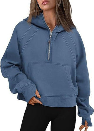 Buy ocean-blue Women&#39;s Long Sleeve Pullover Zipper Hoodies