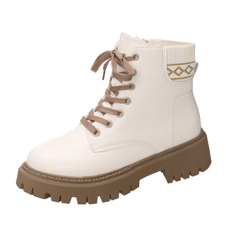 Buy beige Martin Boots Female British Style Fleece-lined