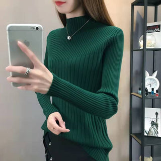 Buy green Half Turtleneck Slim Slimming Knitted Sweater