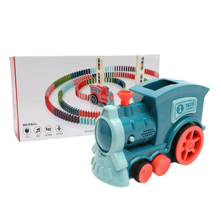 Buy blue Domino Train Toys Baby Toys Car Puzzle Automatic Release Licensing Electric Building Blocks Train Toy