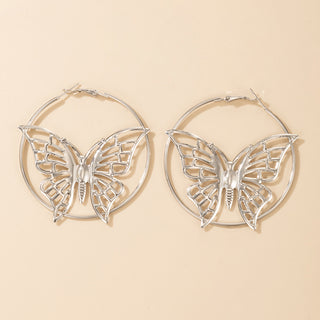 Vintage Creative Ethnic Style Silver Earrings Butterfly Earrings