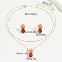 Simple Flower Necklace And Earrings Suite Inlaid Zircon