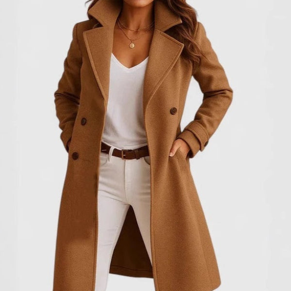 Women's Single-breasted Mid-length Coat With Pockets