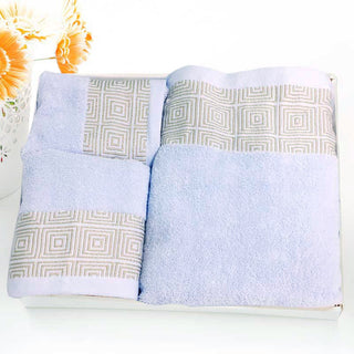 Buy blue-siege Cotton Three-piece Towel Veneer Cloth Thickened Hotel Bath Towel Embroidery