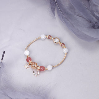 Buy ball-white-popcorn Bardo Crystal Bracelet Strawberry Quartz White Moonlight