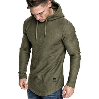 Buy green Men Casual Long Sleeve Slim Tops Hoodie