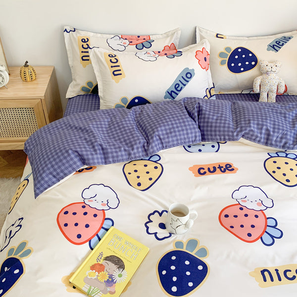 Four Piece Set Of Cute Cartoon Bed Sheets