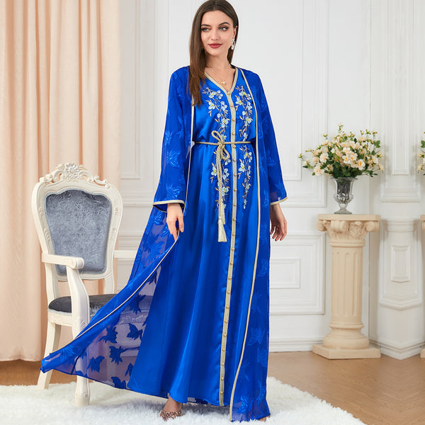 Muslim Women's Robes V-neck Suit Dress