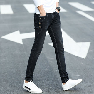 Buy 2080black Men&#39;s All-match Casual Slim Fit Stretch Pencil Jeans