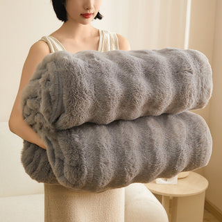 Buy light-gray Double-sided Blanket Coral Fleece Nap Office Sofas Cover Blanket Thick Fleece Winter