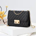 Women's Elegant Black Quilted Crossbody Bag with Gold Chain