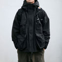 Men's Loose Three-dimensional Pocket Functional Windproof  Hooded Jacket