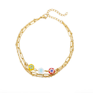 Buy small-flower-anklet Devil&#39;s Eye Anklet Personality Combination Color Eyes Irregular Pearl