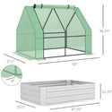 Outsunny Galvanized Raised Garden Bed With Mini Greenhouse Cover, Outdoor Metal Planter Box With 2 Roll-Up Windows For Growing Flowers, Fruits, Vegetables, And Herbs, 50 X 37.5 X 36.25, Green