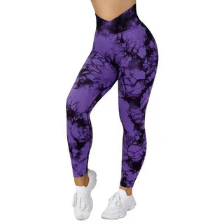 Buy purple Women Seamless Tie Dye Leggings