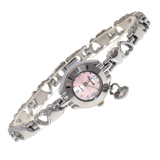 Buy silver-powder Hollow Heart Solid Bracelet Quartz Watch