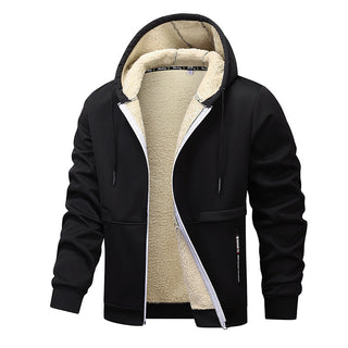 Buy black Men's Fashion Lambswool Thickened Coat Sweatshirt