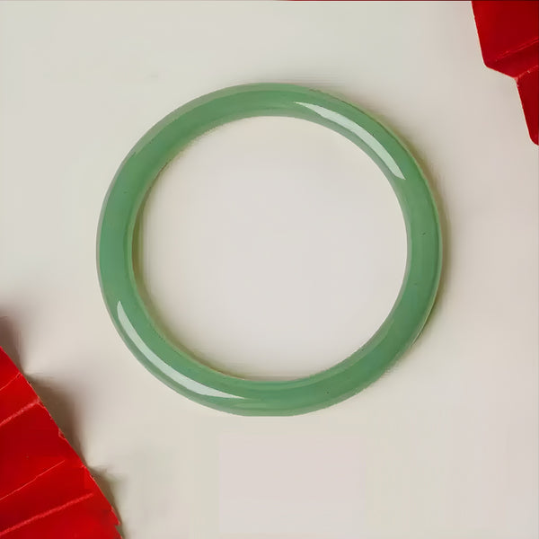 Natural Aventurine Clear Water Hetian Jade Flat Green Bracelet Round Bar