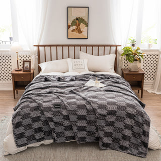 Buy one-wheat-and-two-ears Autumn And Winter Milk Velvet Thickened Yarn-dyed Blankets Multifunctional Nap