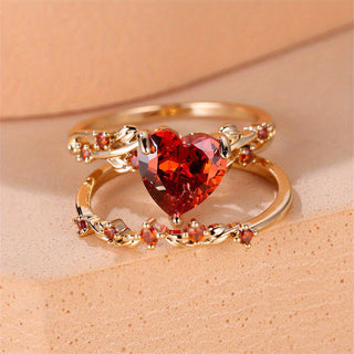 Women's Zircon With Diamond Heart-shaped Ring