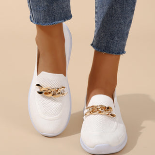 Buy white Women Chain Flats Shoes