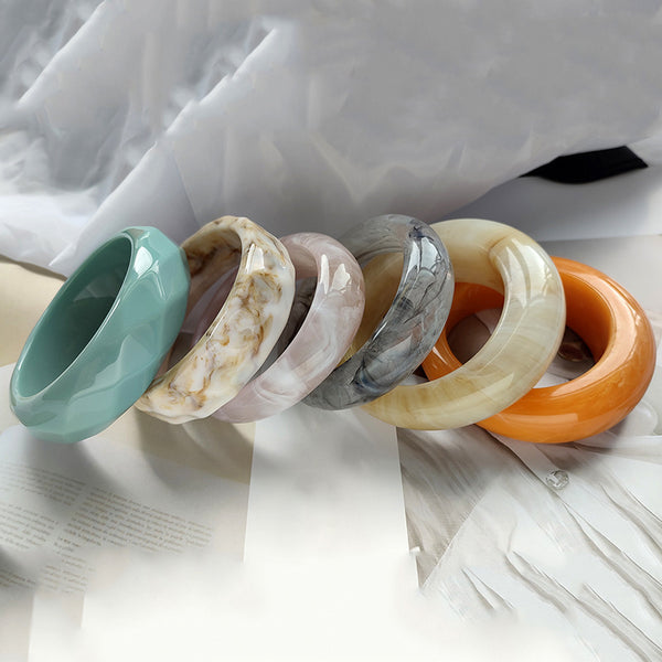 European And American Large Marble Pattern Colorful Exaggerated Acrylic Bracelet