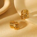 Niche Design Three-line Crisscross Female Titanium Steel 18K Gold Earrings Does Not Fade