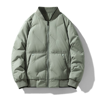 Buy green Fashion Down Jacket Winter Warm Jacket For Men Casual All-match Solid Color Coat