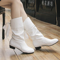 Low Heel Round Head Slingback Mid-calf Boots