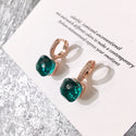 Classic Candy Color Earrings Inlay Transparent Zircon Crystal Earrings Platinum Plated Fashion Jewelry For Women Jewelry