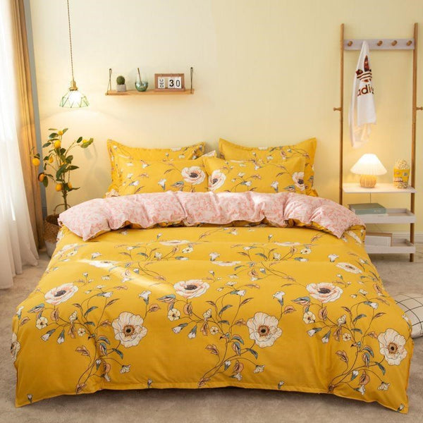 Cover Set Bed Cotton Quilt Bedsheet Bedding Duvet Fitted