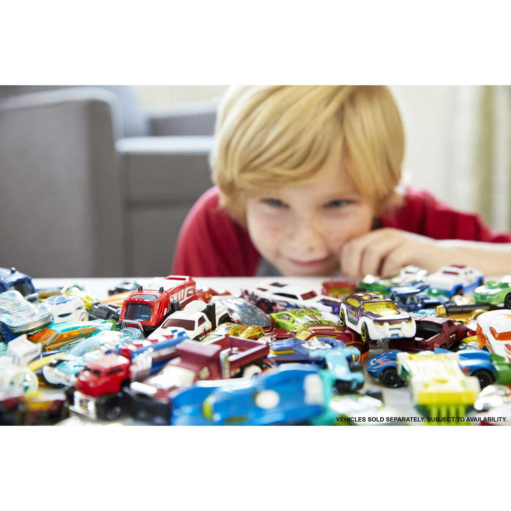 Hot Wheels Set of 8 Basic Toy Cars & Trucks in 1:64 Scale Including 1 Exclusive Car, Styles May Vary