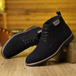 Buy black Men's High-top Leather Shoes