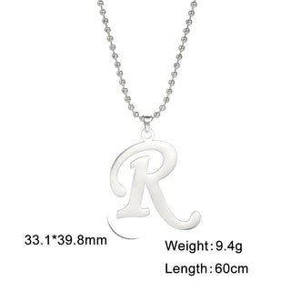 Buy r Polished Cut Steel Color 26 Letters Pendant Stainless Steel Necklace