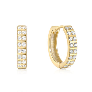 Buy gold Simple Sterling Silver Personality Double Row Diamond Earrings